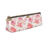 Tazas de té con rosas, romántico, diseño desgastado, ligero, espacioso, estuche de gran capacidad, triángulo con cremallera, para herramientas de escritura, White, Talla única