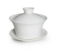 Tazas de té de porcelana china Gaiwan Flower Tureen Tradition Sancai Cover Bowl Lip Cup Saucer Tea Set (300 ml blanco)