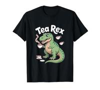 Tazas de té Divertidas de Dinosaurio Tea Rex Camiseta gráfica económica, Hombre, Negro, L