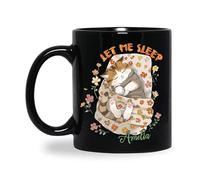 Tazas De Té Divertido Taza De Cerámica Déjame Dormir Para Amantes De Los Gatos Flores De Gato Regordete Personalizada Tazas Para Leche Mujer Oficina 330Ml