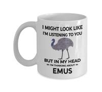 Tazas De Té Emú, En Mi Cabeza Estoy Pensando En Emús, Amante De Los Emús Gigantes Taza De Café Resistentes A Arañazos Taza Duraderas Tazas De Cafe Para Leche Té Café 330Ml
