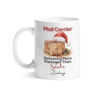 Tazas De Té Novedad Taza De Cerámica El Cartero Entrega Más Paquetes Que Papá Noel En Navidad. Humor Tazas De Café Para Cumpleaños Leche Abuela 330Ml