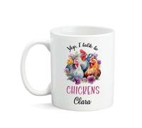 Tazas De Té Personalizada Taza Cerámica Sí, Hablo Con Las Gallinas, Gallinas Flores Divertido Tazas Para Abuela Mujer Cocina 330Ml