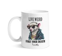 Tazas De Té Personalizada Taza Cerámica Vive De Forma Extraña, Finge Tu Muerte, Animal Zarigüeya Novedad Tazas Para Mamá Hombre Cumpleaños 330Ml
