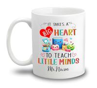 Tazas De Té Se Necesita Un Gran Corazón Para Enseñar A Las Mentes Pequeñas Taza Cerámica,Humor,Personalizada,Tazas Para Desayuno Leche Mujer 330Ml