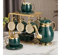 Tazas De Té Y Platillos Set De 20 Piezas, Set De Lujo Con Tetera Y Bandeja, Tazas De Café De Té De La Tarde Con Soporte De Metal, Set De Fiesta De Té De Porcelana Británica Para Cocina,B