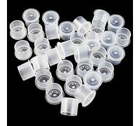 Tazas de tinta para tatuajes - SOTICA 300PCS #14 Medio de tinta de tatuaje grandes de plástico Microblading Maquillaje Tapas de tinta de pigmento de tatuaje con base blanca para suministros de tatuaje