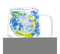 Tazas de vidrio de doble pared, taza de café aislada con flores secas, tazas de café de vidrio transparente, taza de aislamiento térmico de doble capa con asa de 200 ml para espresso, capuchino, café