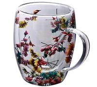 Tazas de vidrio de paredes dobles Tazas de café de vidrio de 350 ml de flores secas Cazas de café con anti-scaldo para bebida