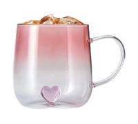 Tazas de vidrio genéricas - tarro gradiente con corazón 3D | Tazas de vidrio de 400 ml para bebidas calientes | Para viajes Navidad Cocina Bar Latte Home Té Cereales