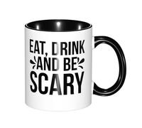 Tazas Desayuno Come, Bebe Y Da Miedo De Cerámica Regalo Personalizado Tazas Graciosas Apta Para Microondas Regalo Para Jubilación Taza Café 11Oz