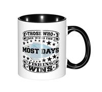 Tazas Desayuno El Que Muere Con Más Días De Pesca Gana Original Regalo Para Familia Taza Café De Cerámica Regalo Para Jubilación Tazas Graciosas 11Oz