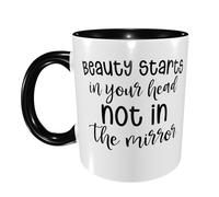 Tazas Desayuno La Belleza Empieza En Tu Cabeza, No En El Espejo De Cerámica Regalo Para Enamorados Taza Café Divertido Regalo Personalizado Tazas Graciosas 11Oz