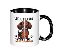 Tazas Desayuno La Vida Es Mejor Con Mi Perro Salchicha Divertido Regalo Para Familia Tazas Graciosas Apta Para Microondas Regalo Original Taza Café 11Oz