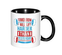 Tazas Desayuno Mañana Levantaré Más Fuerte Que Ayer Apta Para Microondas Regalo Personalizado Tazas Graciosas Original Regalo Original Taza Café 11Oz