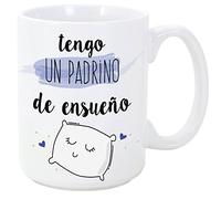 Tazas desayuno originales para regalar a padrinos - Tengo un padrino de ensueño - 350 ml- Tazas con frases y mensajes alegres y divertidos