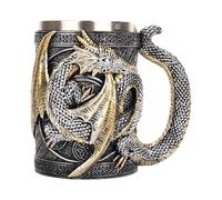 Tazas Desayuno - Taza Cafe - Vasos De Cristal Agua, Taza De Dragón Medieval, Vaso De Cerveza De Dungeon And Dragons Con Asas, Jarra De Cerveza De Dragón Medieval, Tazas De Bebida Gótica(Silver)