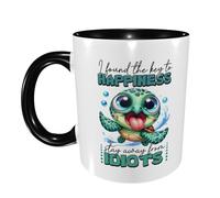 Tazas Desayuno Tortuga Divertida Encontré La Clave De La Felicidad. Aléjate De Los Idiotas. Divertido Regalo Personalizado Tazas Graciosas De Cerámica Regalo Original Taza Café 11Oz