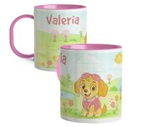 Tazas desayuno. Vasos plastico duro. Taza personalizada plastico infantil. Taza infantil sin BPA. Regalos cumpleañós niños colegio. Detalles cumpleaños niños. Regalo niña y niño. Caneca. Perrita