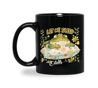 Tazas Divertido Taza De Cerámica Una Rana Graciosa Duerme Sobre Una Flor. Déjame Dormir. Personalizada Tazas De Té Para Leche Desayuno Mujer 330Ml