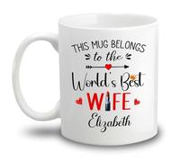 Tazas Esto Pertenece A La Mejor Esposa Del Mundo Taza Cerámica,Personalizada,Maravillosa,Tazas De Té Para Leche Oficina Mamá 330Ml