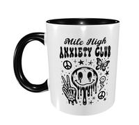 Tazas Graciosas Club De Ansiedad De Mile High Divertido Original Regalo Para Enamorados Taza Café De Cerámica Regalo Personalizado Tazas Desayuno 11Oz