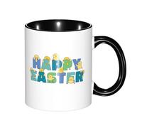 Tazas Graciosas Felices Pascuas, Pollitos Divertidos Apta Para Microondas Regalo Personalizado Taza Café De Cerámica Regalo Para Familia Tazas Desayuno 11Oz