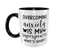 Tazas Graciosas Superar La Ansiedad Es Mi Superpoder ¿Cuál Es El Tuyo? Divertido Regalo Original Tazas Desayuno De Cerámica Regalo Para Familia Taza Café 11Oz