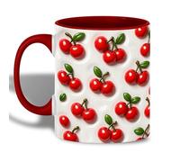 Tazas Hojas rojas y verdes con relieve de Taza Cerámica mujer 330ML | taza de café novedad Taza divertida para bebidas frías y calientes Amigos Familiares