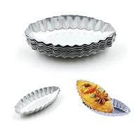 Tazas Hornear de Huevo Tarta - 8 Piezas Molde de Tartaleta de Huevo Aluminio, Moldes Mini Tartaletas,Molde para Magdalenas Hornear, Molde del Pudin para Galletas,no Adhesivo y Reutilizable, Plateado