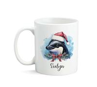 Tazas Maravillosa Taza De Cerámica Linda Orca Con Gorro De Papá Noel Sobre Una Ballena Divertido Tazas De Té Para Cocina Leche Hombre 330Ml