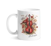 Tazas Maravillosa Taza De Cerámica Violinista Cardenal Rojo Personalizada Tazas De Té Para Día De La Madre Mujer Cumpleaños 330Ml