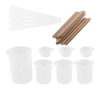 Tazas Medidoras de Silicona para Resina, Set Reutilizable para Manualidades | Incluye Alfombrilla, Varilla Mezcladora y Dedales, Fácil de Limpiar, para Bricolaje y Joyería