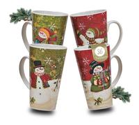 Tazas navideñas en caja de cartón de 36 unidades, 450 ml, diseño de muñeco de nieve