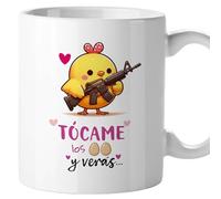 Tazas originales, Taza divertida con frases y mensaje gracioso, Detalles para compañeras de trabajo, Amigo invisible, Funny mug, Cerámica 330 mL (Tócame los)