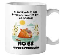 Tazas originales, Taza divertida con frases y mensaje gracioso, Detalles para compañeras de trabajo, Amigo invisible, Funny mug, Cerámica 330 mL (Capibara)