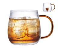 Tazas para beber con temática de animales - Taza de café 3D de vidrio borosilicato transparente de 380 ml | portátiles para bebidas frías y calientes | Taza resistente al calor para voy