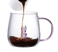 Tazas para beber de animales,Taza para beber de vidrio de borosilicato transparente de 380 ml | Vasos resistentes al calor para bares, cafeterías, tazas de dibujos animados para bebidas frías y calien