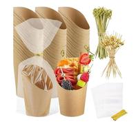 Tazas Para Charcutería - Tazas Para Charcutería De 14 Oz Con Palitos Y Bolsas | 50 Tazas + 50 Bolsas + 200 Púas | Taza Para Embutidos | Cajas De Palomitas De Maíz Para Chips De Gofres | Taz