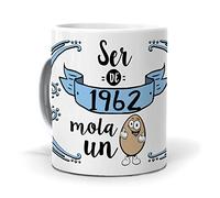Tazas para Regalo de Años | Ser de 1962 Mola un Huevo | Detalles Perfectos y Especiales | Taza para Desayunar | Taza de Cerámica con Capacidad de 350 ML