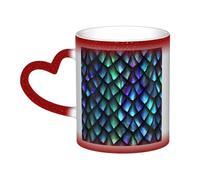 Tazas personalizadas sensibles al calor, taza que cambia de color, taza de café, regalos únicos, patrón de escamas de dragón mágico 3D