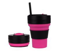 Tazas plegables para viajes Taza de silicona plegable de 350 ml con pajita taza de café reutilizable a prueba de fugas