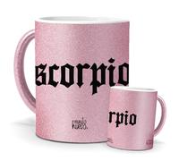 Tazas Únicas | Escorpio | Edición Especial Purpurina Rosa | Mensaje Auténtico para Fans del Zodiaco | Tazas para Café, Té... | Regalo Original de Horóscopos.