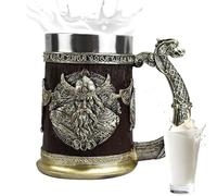 Tazas vikingas para hombres - Tankard nórdico de acero inoxidable | Taza de barril de estilo antiguo, taza rústica de café fría para la decoración de la fiesta, taza de regalos de aspecto de madera, d