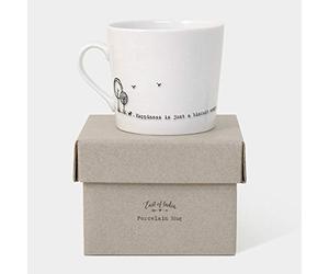 Tazas Wobbly de East of India seleccionan varios estilos y diseos de porcelana en caja de regalo (La felicidad es solo una galleta lejos).