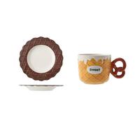 Tazas y platillos de cerámica creativos y encantadores colores bajo vidriado para el hogar con personalidad fresca vajilla, tazas de postre y platillos