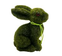 TAZIZI 1 figura de conejo de Pascua de musgo, adorno de conejo de Pascua flocado de musgo, estatua de jardín de conejo verde para primavera, Pascua, hogar, jardín, patio, decoración interior y