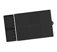 TAZIZI Alfombrilla protectora para estante lateral de barbacoa, color negro | Soporte de silicona para herramientas con bolsillos organizadores, borde elevado para una preparación de cocina más limpia al