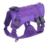 TAZIZI Arnés de entrenamiento para perros con suave, color morado, talla L | Chaleco de entrenamiento ajustable para perros grandes, arnés resistente y resistente con mango suave, correr, natación