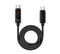 TAZIZI Cable PD de alimentación rápida tipo C con lectura de potencia en | Panel de atenuación de grifo, cable de sincronización trenzado para escritorio, mesita de noche, tableta, laptop